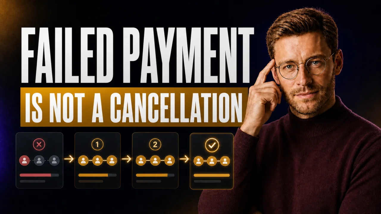 CloserCart guide thumbnail: Involuntary Churn: A Failed Payment Is Not a Cancellation