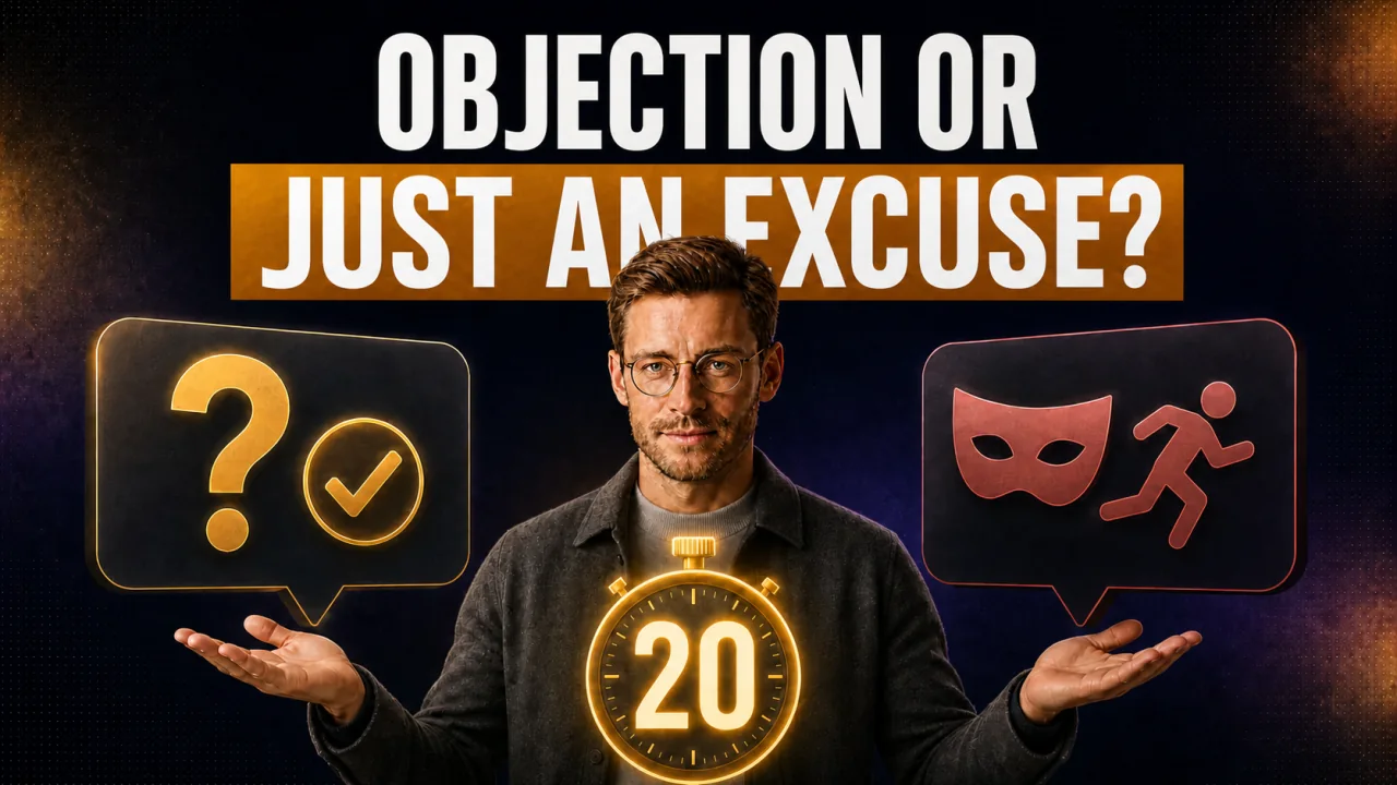 CloserCart guide thumbnail: Objection or excuse test in 20 seconds